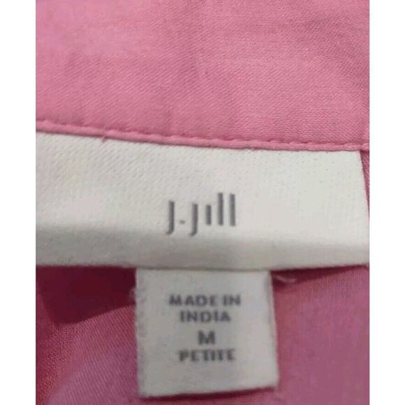 J Jill Embroidered Button-Front Tunic Top Collared Pink Size Medium Petite MP PM - Picture 7 of 8
